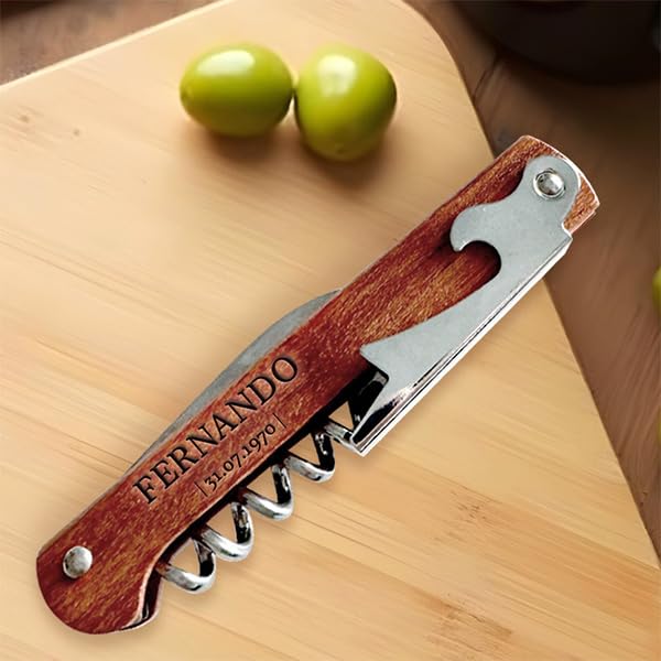 Transparent Gift Abrebotellas Personalizado con Texto. Sacacorchos Abridor de Botellas de Vino o Cerveza. Regalos Originales para Cumpleaños, Día del Padre, Boda. Regalos Personalizados para Padres