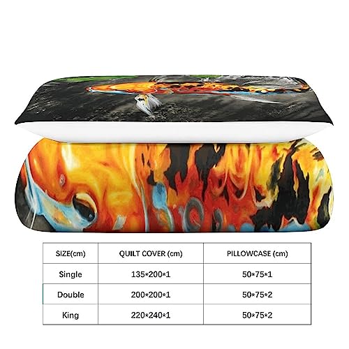 Housse de couette carpe koï imprimée 3D et zippée en microfibre