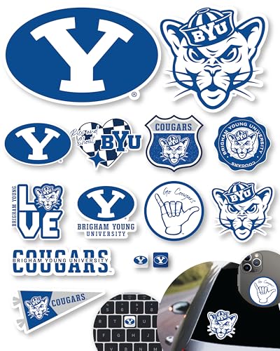 Image of BYU Cougars Sticker Variety Pack for Car Water Bottle Phone 14 Pc Gift