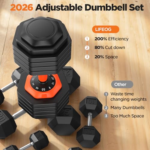 Image of 2026 FDB2 Updated Adjustable Dumbbell Set of 2, 5-in-1 /10-in-1 Weights Dumbbell Set with Storage Box, 25lbs /55lbs Adjustable Weights with Anti-slip Silicone Grip, Weight Set For Home Gym Suit both Men and Women