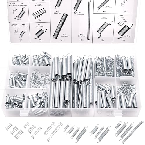 200PCS Spring Assortment Kit Zinc Plated Extension and Compression Springs Kit with 20 Different Sizes for Home Repairs &amp; DIY