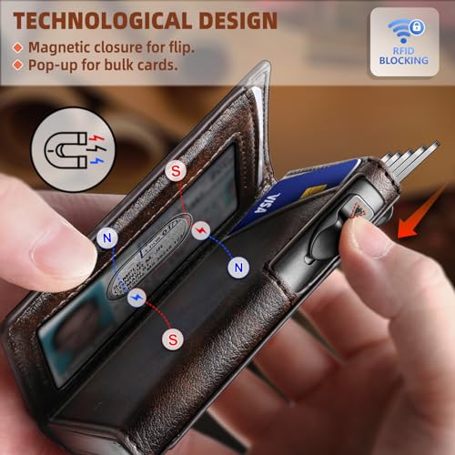 BULLIANT Money Clip Wallet,Mens Gift Slim Wallet Credit Card Holder Airtag&Standard Use 9Cards-Metal Case in Magnetic Flip Shell4