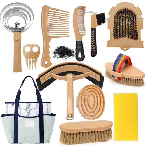 IDUNSEED 13 teiliges Putzzeug für Pferde mit 12 Zubehörteilen...