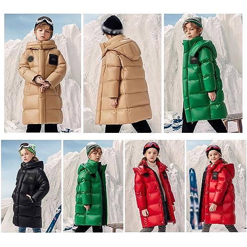 GAGALU Jaqueta infantil engrossada de comprimento médio, capuz quente, roupas de inverno modernas, p