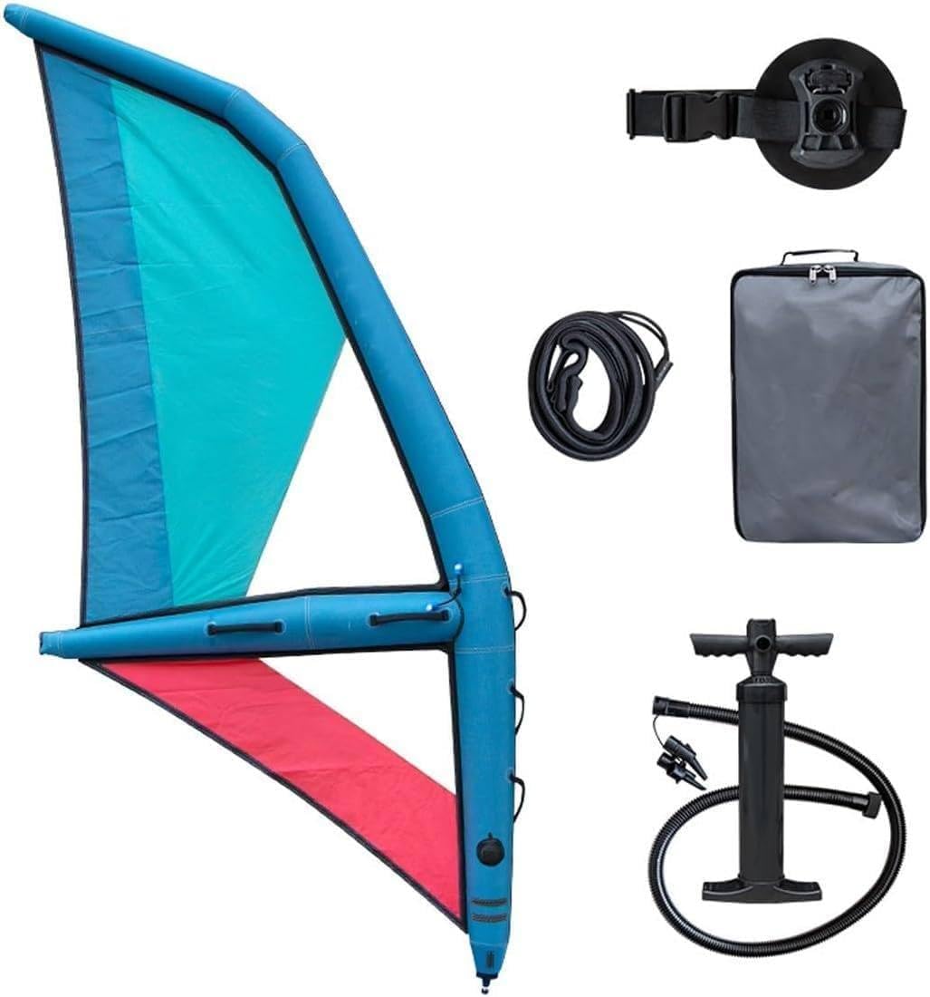 ala De Viento Inflable Profesional, ala De Surf Inflable De 4,2 M², Vela De Foil De Mano para Windsurf, Tela Oxford + PVC, Azul Y Roja, para Surf
