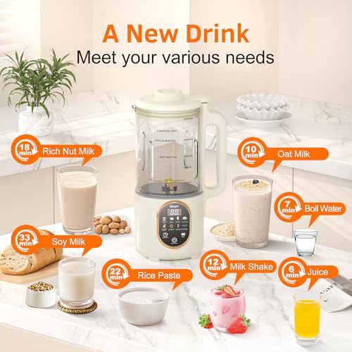 Image of Beyn 10-in-1 60oz Nut Milk Maker Machine, Automatic Self-Cleaning Soy Almond Oat Milk with 48-BladesBlender, Large Capacity Plant-Based Milk Maker with Delay Start & Keep Warm