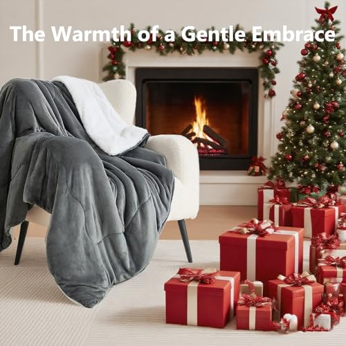 OMERAI Sherpa Fleece Throw Blanket 150x200CM - Fluffy Fuzzy Thick Warm Reversible Microfiber Blankets for Bed, Sofa, Home life and Travel Machine Washable, Double Size, Grey - Cosy Home Interiors OMERAI Sherpa Fleece Throw Blanket 150x200CM - Fluffy Fuzzy Thick Warm Reversible Microfiber Blankets for Bed, Sofa, Home life and Travel Machine Washable, Double Size, Grey - Image 7