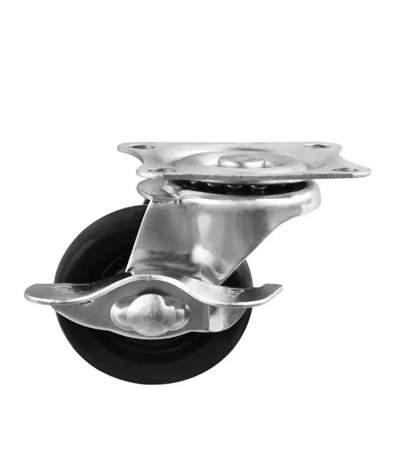 Juego de 4 ruedas universales de goma negra de 2.5 pulgadas, altura de freno: 8 cm, borde plano industrial