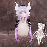 Kanna Kamui Wig Miss Kobayashi's Dragon Maid Cosplay Wig Long Purple Wig with Hair Accessories Costume Props