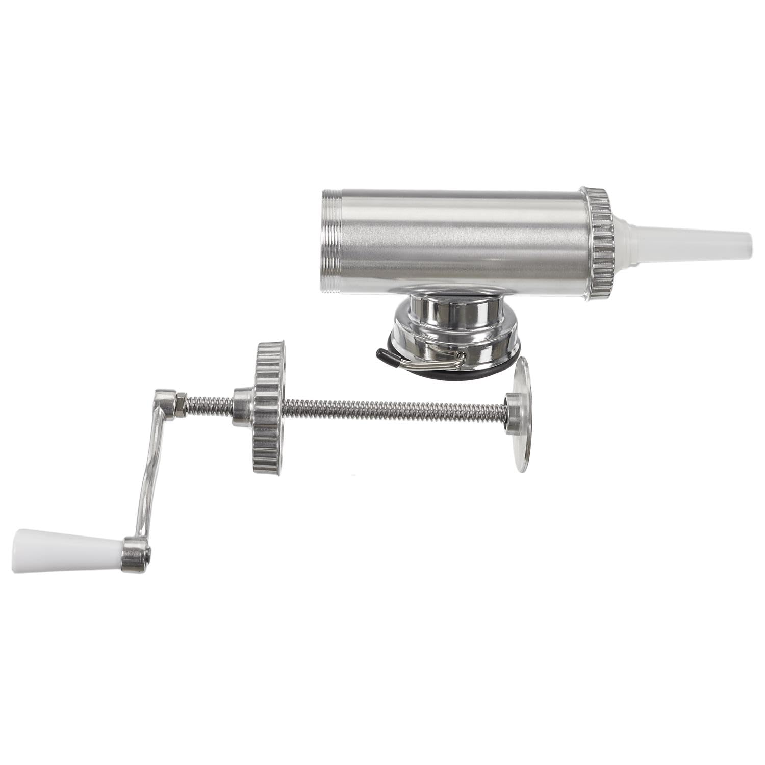 Macchina per salsicce professionale in acciaio inox con 3 beccucci – Insaccatrice manuale/riempitrice per carne – Insaccatore a manovella per salsicce fatte in casa – Argento
