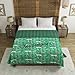 Indian Traditional Pure Cotton Jungle Print Kantha Quilt Bed Cover Throw Bohemian Animal Printed Green Color Quilting Blanket Hippie Handmade Bedding Bedspread Décor Twin/Queen/King (Twin [60