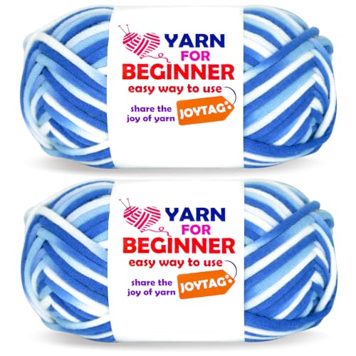 Image of 2 * 50g Rainbow Beginner Crochet Yarn for Crocheting and Knitting Multicolor Cotton Crochet Yarn for Beginners(Blue Tone)