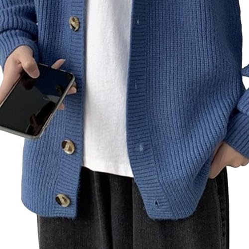 Men's V Neck Cable Knit Cardigan Sweaters Men Button Down Long Sleeve Sweater Loose Fit Cardigan Sweaters for Men2