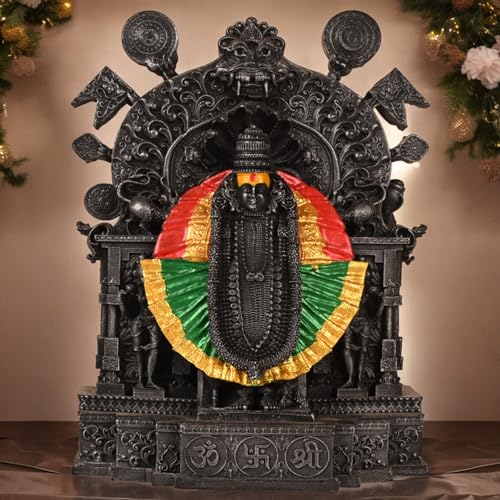 Image of KariGhar Resin Kolhapur Mahalaxmi Figurine Statue Idol Perfect for Car Dashboard, Home, House Warming, Festival Gift for Diwali Multicolor 4 Inch