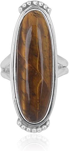 Long Oval Tiger Eye Ring 925 Sterling Silver Cocktail Ring Handmade Silver Jewelry Middle Finger Ring Wedding Ring Gift For Her (8)