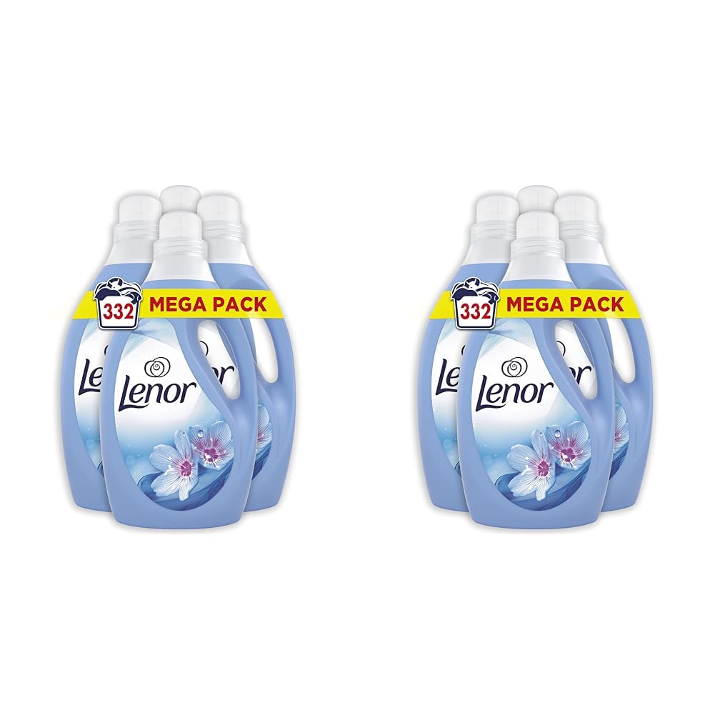 LENORFabric Conditioner, 332 Washes, 12L (3L x 4), Spring Awakening, Protects Clothes From Stretching, Fading & Bobbling (Pack of 2)