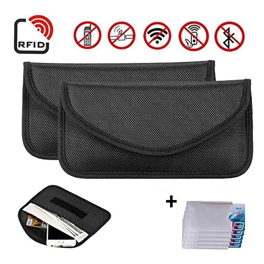 Newseego 2X Sac pour Signal RFID | 5X Porte-Cartes de crédit RFID Gratuit Faraday RFID Anti-Theft Bag pour Le Blocage des clés de Poche pour Voiture, Faraday RFID Key Fob Bag - (Noir)