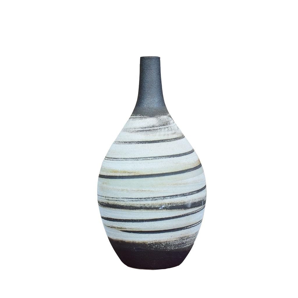 Bzgpmfud One Color Vase Desktop Flower Ceramic Countertop Retro Small Zen Arrangement Office Entrance Decoration Living Room