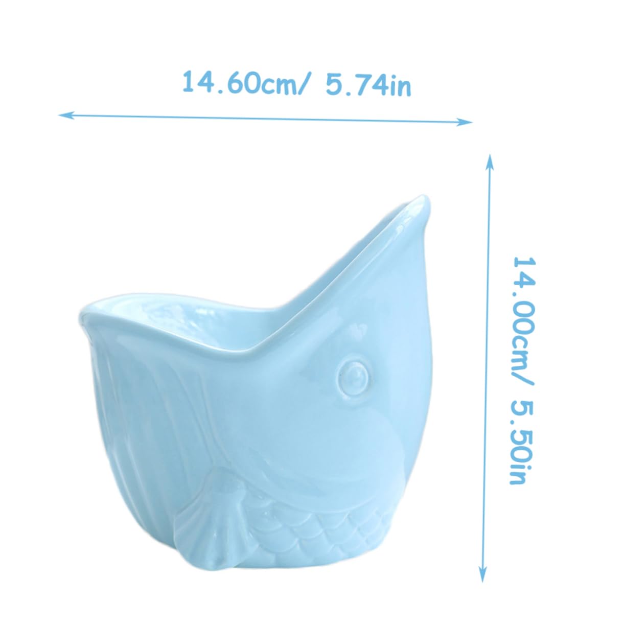 HOLIDYOYO Dog Bowl Blue Whisker Friendly Cat Bowl Pet Food and Raised Ceramic Kitten Accessory