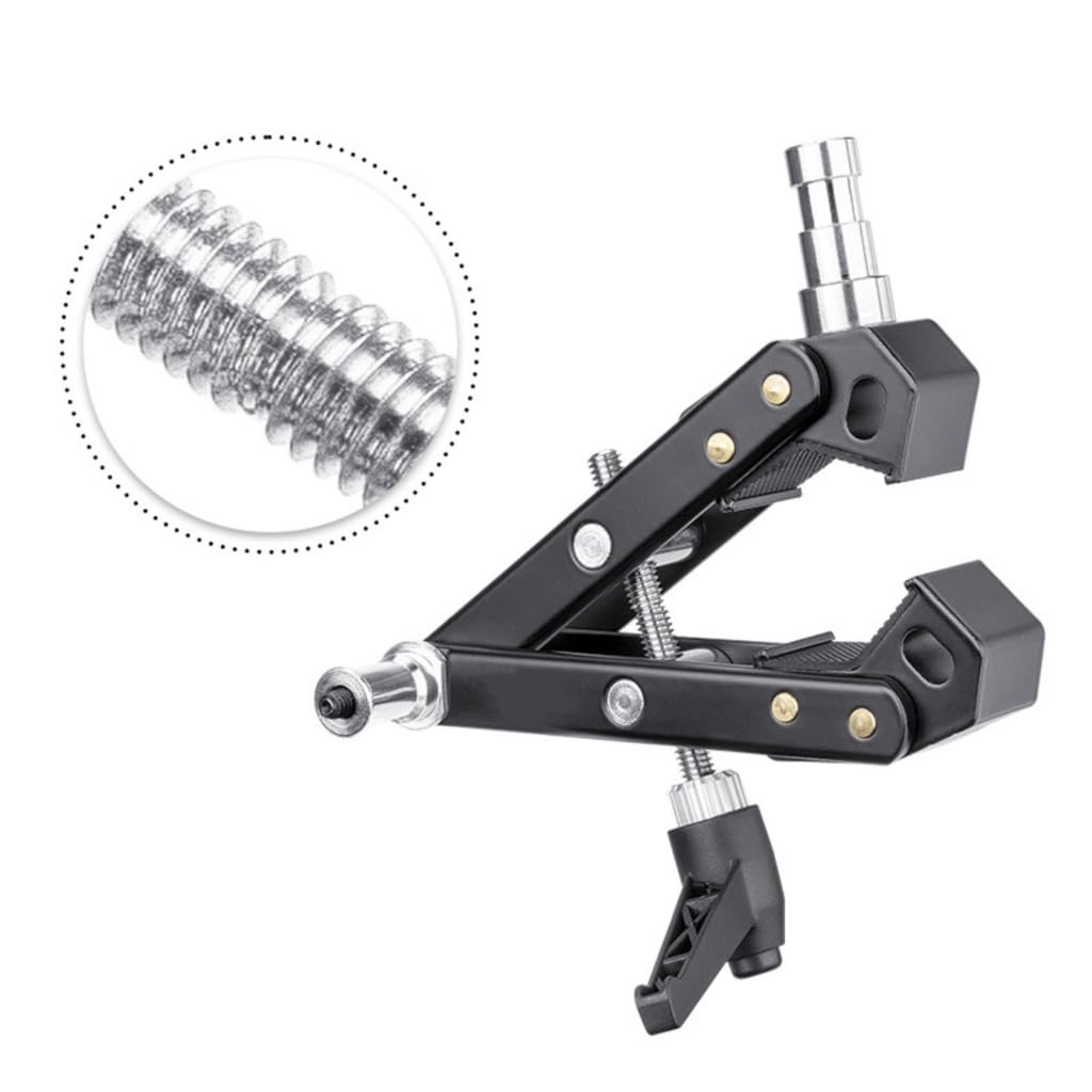Uniwersalny metalowy uchwyt zaciskowy do fotografii z zakresem zaciskowym od 2 cm do 10 cm, czarny
