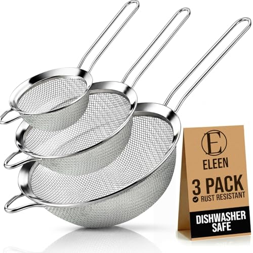 ELEEN Premium Stainless Steel Fine Mesh Strainers Set