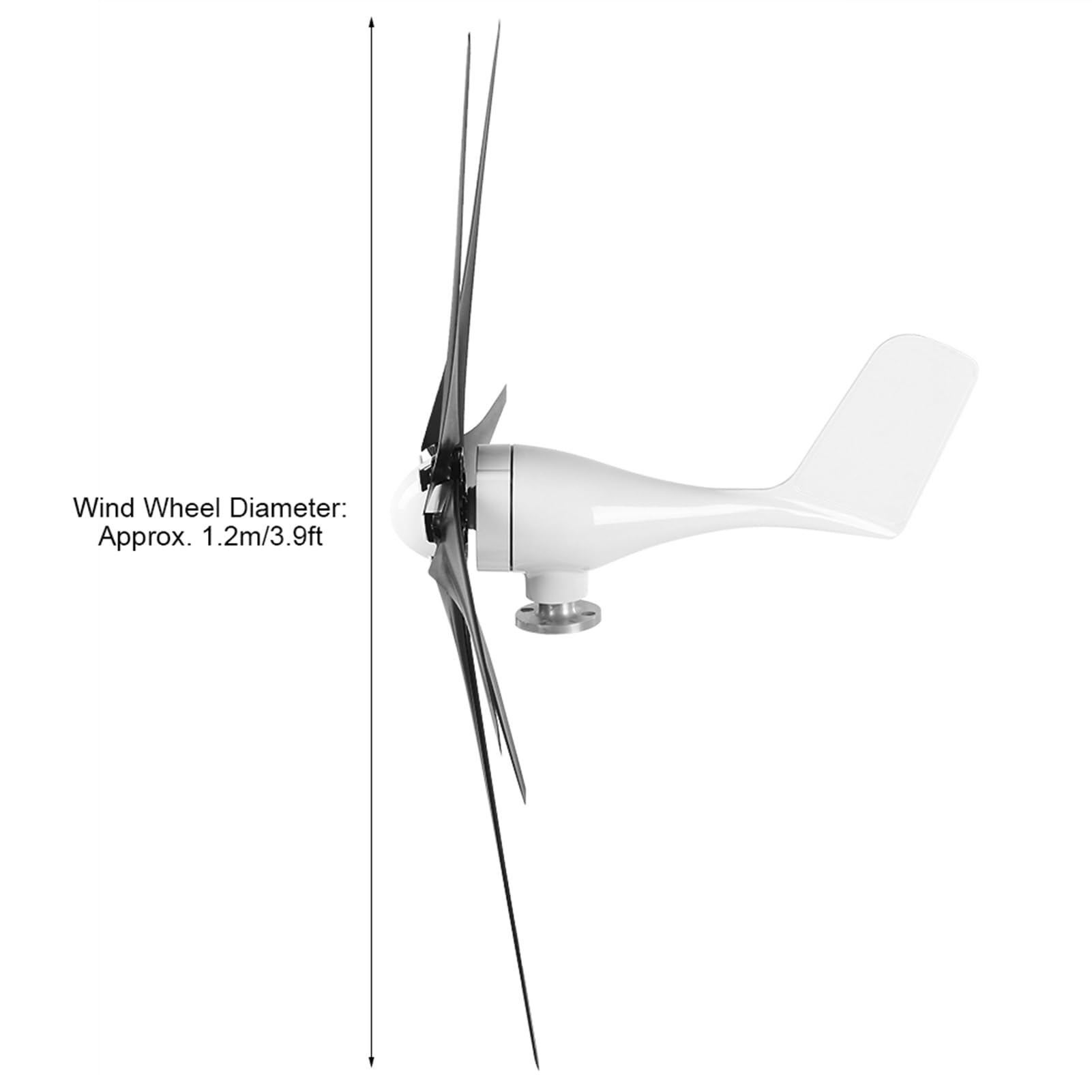FTVOGUE Generador de Viento, Mini Generador de Turbinas Eólicas de 200 W, 12 V, Alternador Trifásico de 6 Palas de Plástico de Aleación, Rueda de Viento de 1,2 M para Uso Doméstico, Granja, Barco