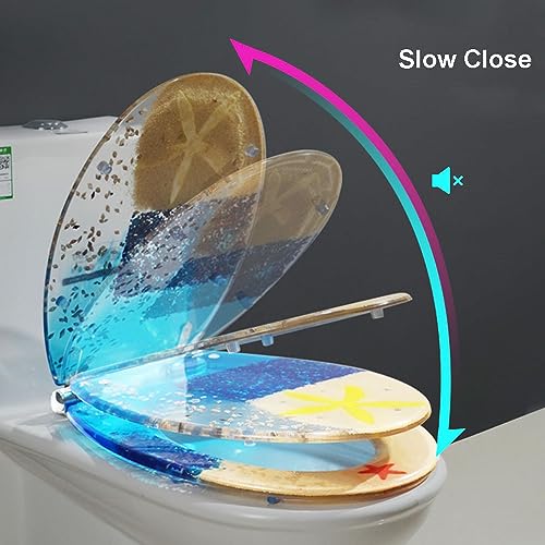 Deska sedesowa, elementy mocujące deskę sedesową Deska sedesowa z żywicy 14,2" x 16,53" Wytrzymała deska sedesowa z cichym zamykaniem, szybkozłąc(H