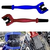 Hirificing 2PCS Motorcycle Chain Brush Cleaning Kit, Double-Ended Chain Gear Dirt Clean Brushes Tool for Mountain Bike, Heavy Duty Motorcycle Accessories (1 Red + 1 Blue)