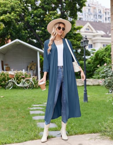 Image of Ekouaer Women Robes Long Knit Bathrobe Lightweight Soft Kimono Robes Casual Ladies Loungewear with Pockets