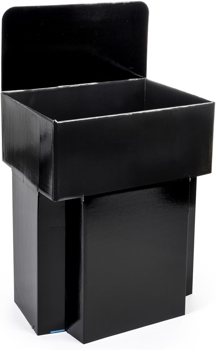 Displays2go Set of Five - Cardboard Retail Dump Impulse Bins, 42 Inch Tall, 23.5 x 19.5 Inch, with Sign Header (Black)