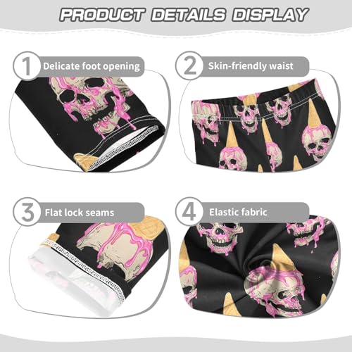 Ice Cream Skull Girls Leggings Ultra Soft Compression Yoga Gym Pants for Kids 4-10T3