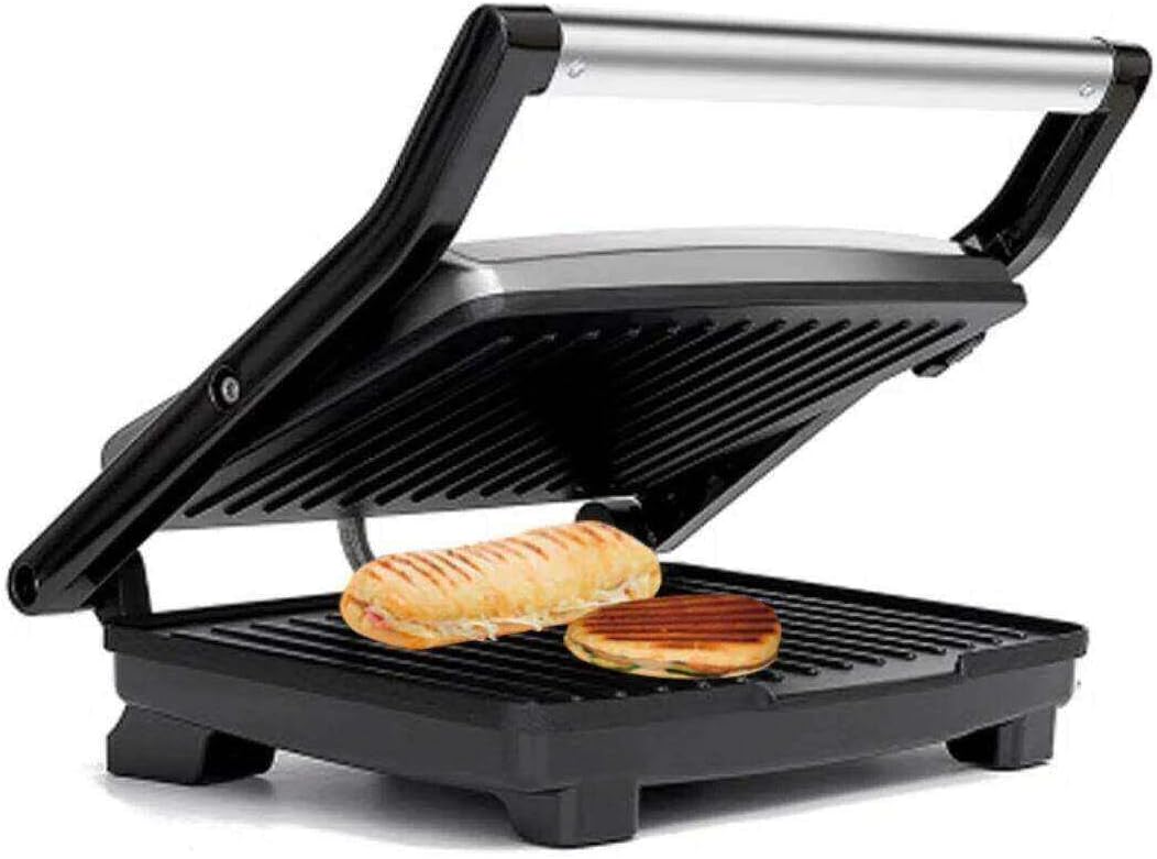 Sokany SK-204 Electric Grill cooking a sandwich and a burger