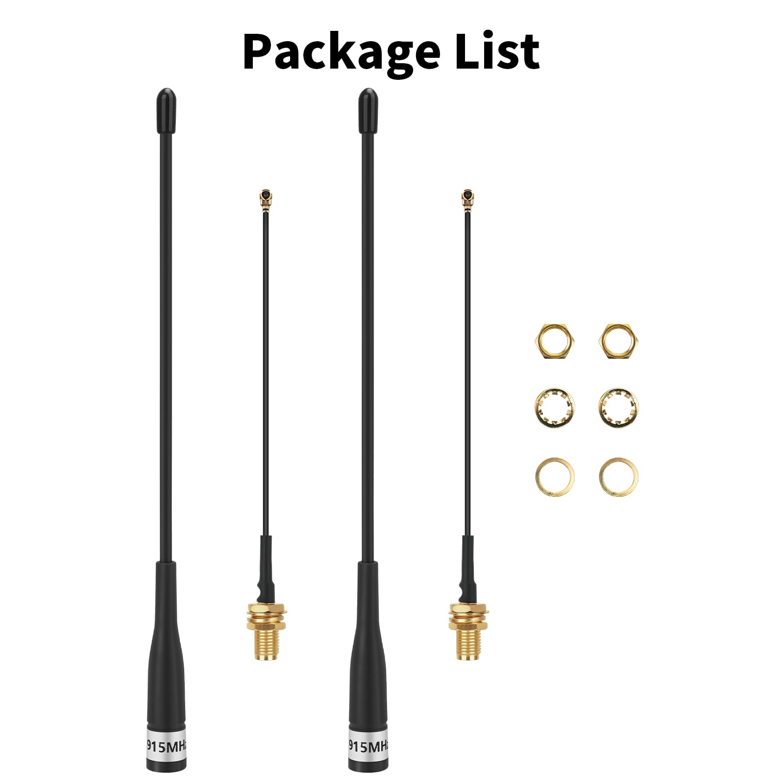 2 antenas LoRa de 915 MHz de ganancia de 10 dBi para antena Meshtastic de largo alcance suave de 40 cm Omni SMA macho con cable de extensión, color negro