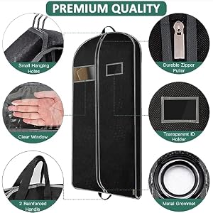 BALEINE 1PK Garment Bags for Hanging Clothes, 43" Suit Bag for Travel — photo 5 of 6