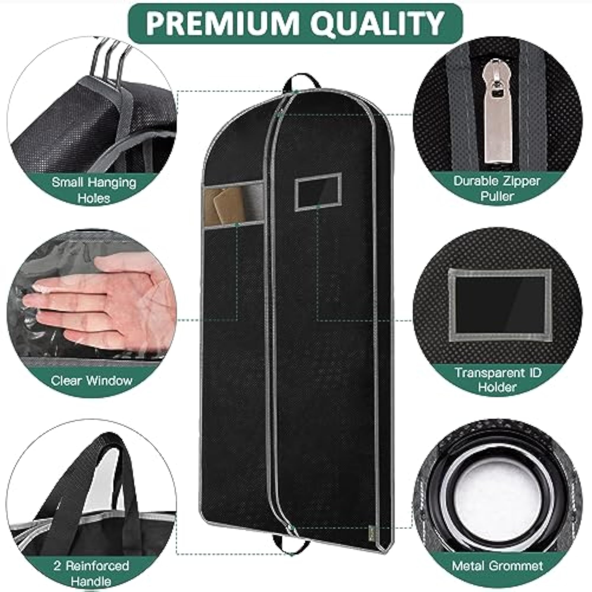 Garment Bag, Black, 43 Inch