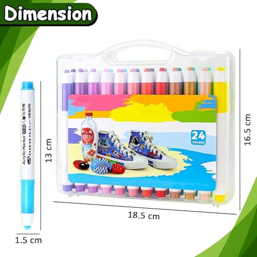Image of 24 Shades Acrylic Markers Pen Paint Set for Rock Painting, Wood Paint Art Craft Calligraphy Drawing, Glass Ceramic, Journal, Doodling, Writing Books, Perfect for Sketching