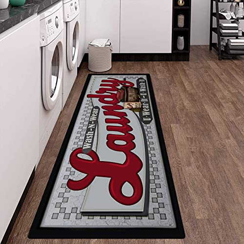 Pauwer Farmhouse Laundry Room Rug Runner 20"X59" Kitchen Rugs Non Slip Washable Entryway Hallway Runner Rug Waterproof Laundry Mat Area Rug Carpet Runner #TOP1