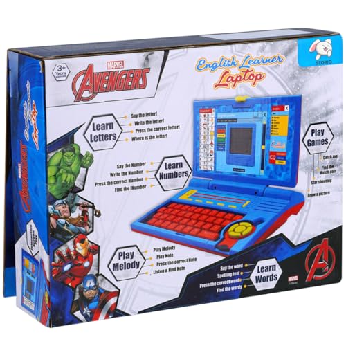 Image of Storio Avengers Educational Laptop Computer Toy with Mouse|1 Year Extended Warranty|Kids Above 3 Years|20 Fun Activity Learning Toy|Letter Words Games Mathematics Music Logic Memory Tool,Multicolour