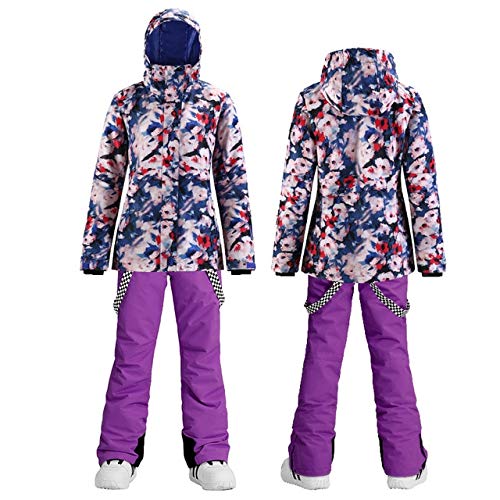 LJYNB Traje de esquí para mujer, traje de snowboard impermeable, chaqueta cortavientos y pantalones, conjunto de esquí alpino cálido y grueso para mujer, deportes de nieve, XL Q4