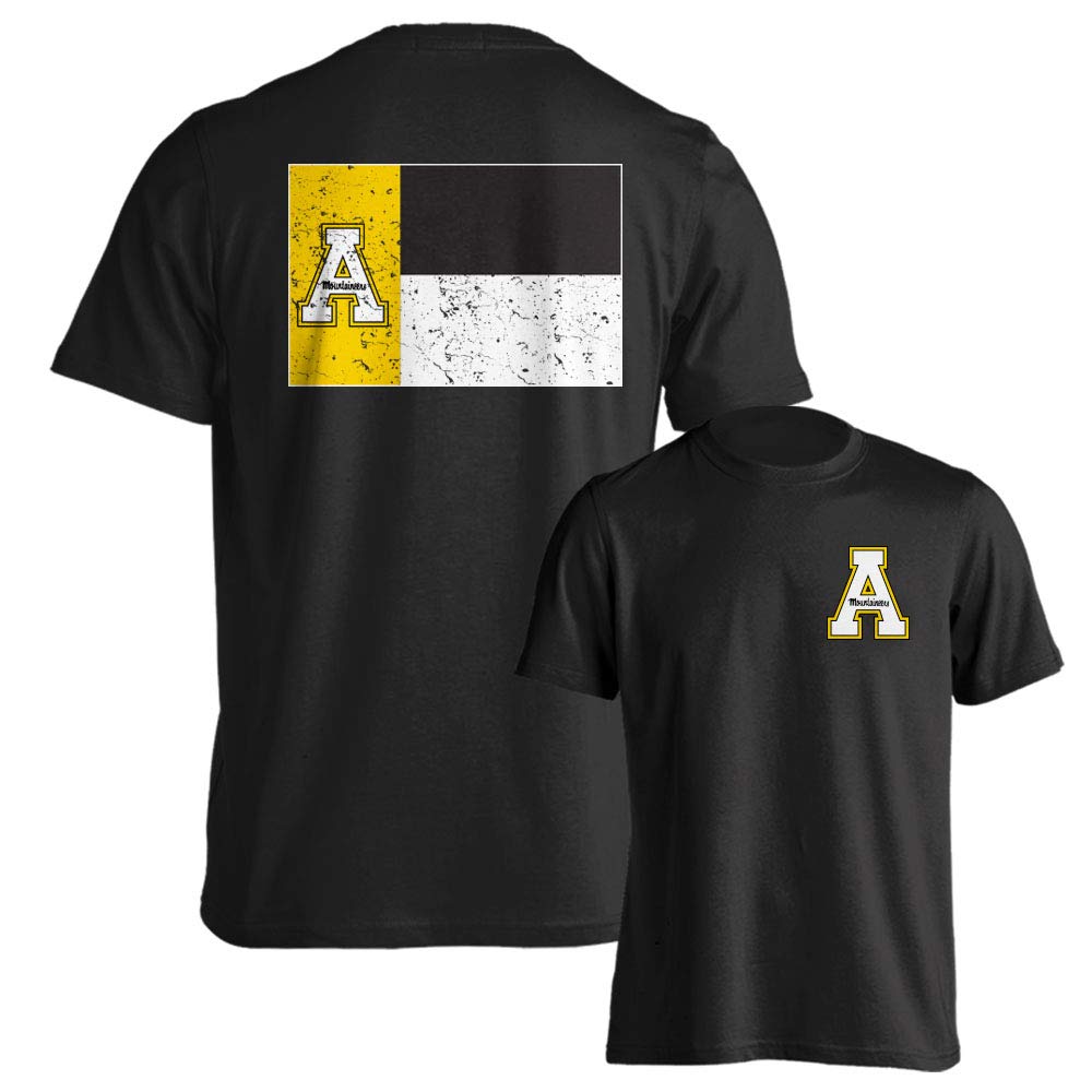 Sport Your Gear Appalachian State Mountaineers Official North Carolina State Flag Logo Short Sleeve T-Shirt (App State Black, Large)