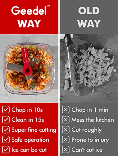 Manual Food Processor Vegetable Chopper, Geedel Pull Chopper With String, Food Chopper Vegetable Cutter For Veggies, Fruits, Salad, Onion, Ginger, Nuts, Herbs, Etc, 2 Cup(500Ml), Red #TOP3