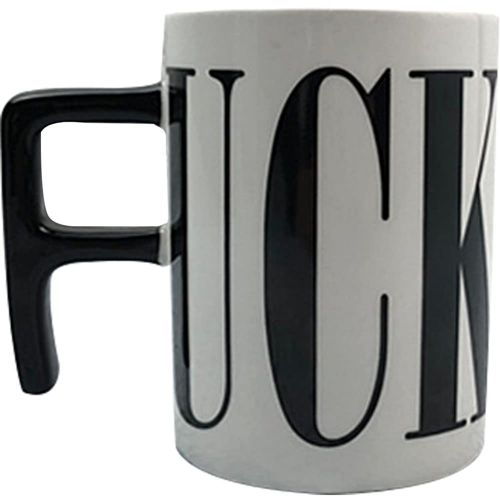 Amazon.com: WAYUTO Ceramic Fuck Mugs Unique F Handle Morning Tea