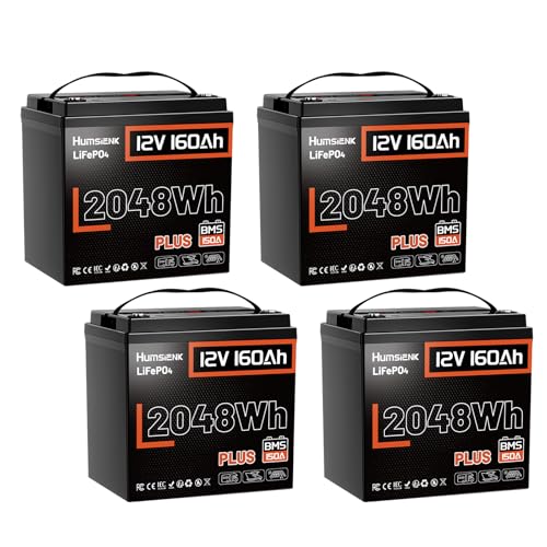 Image of 4Pack 12V 160Ah Plus Lithium LiFePO4 Trolling Motor Battery 2048Wh | 150A BMS, Low-Temp Protection, 15000+ Deep Cycles, 10 Years Lifespan, Energy for RV Marine Off-Grid Boat Solar Storage System