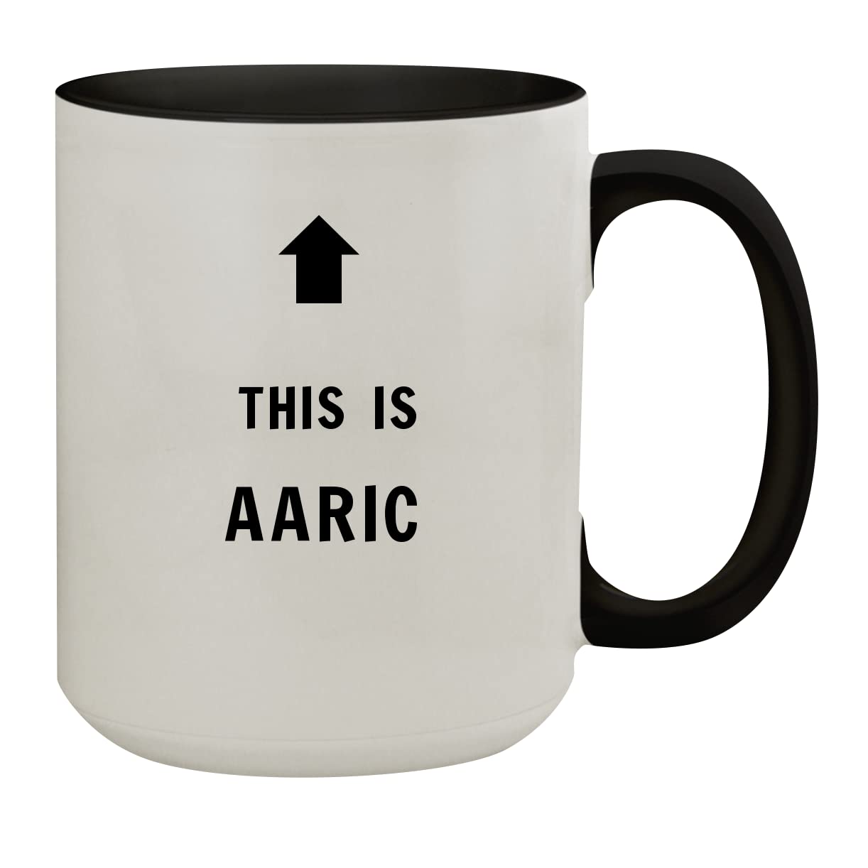 Molandra Products This Is Aaric - 15oz Colored Inner & Handle Ceramic Coffee Mug, Black