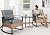 YITAHOME 3-Piece Outdoor Rocking Chair Bistro Set, Patio Wicker Rocking Chair Conversation Set with Glass Coffee Table & Soft Cushions for Balcony, Lawn and Porch Poolside (Light Brown+Gray)