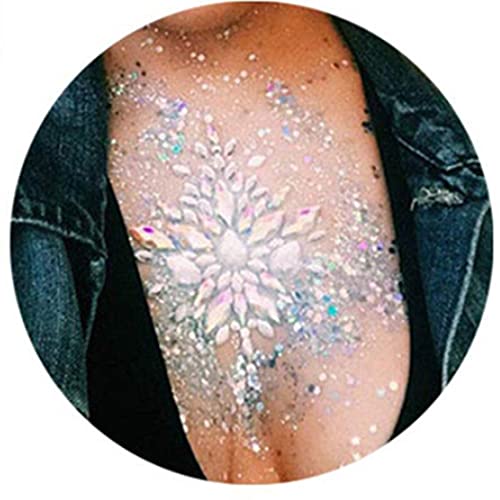 Ludress Crystal Body Stickers Body Gems Festival Stick on Chest Mermaid Body Stickers Rave Body Jewels Halloween Sparkly Body Tattoos Decoration Temporary Make Up for Women and Girls