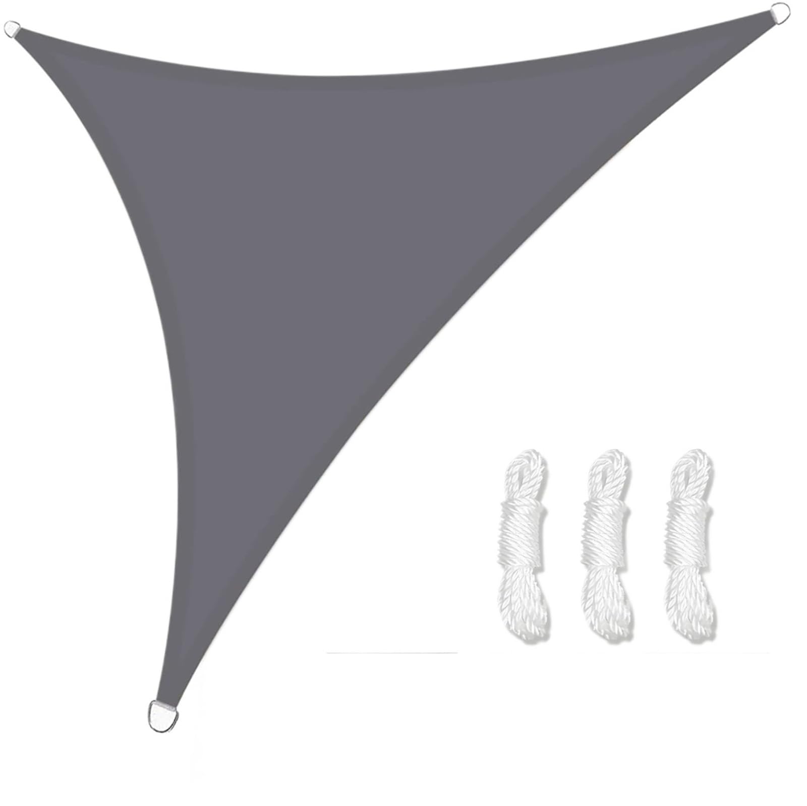 Voile d'ombrage triangulaire gris pour créer un coin d'ombre au jardin
