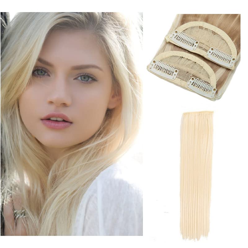 Almohadilla de pelo sintético invisible sin costuras, con clip, extensión de cabello para cabello fino para mujeres, 2 unidades de 8 pulgadas (11.8