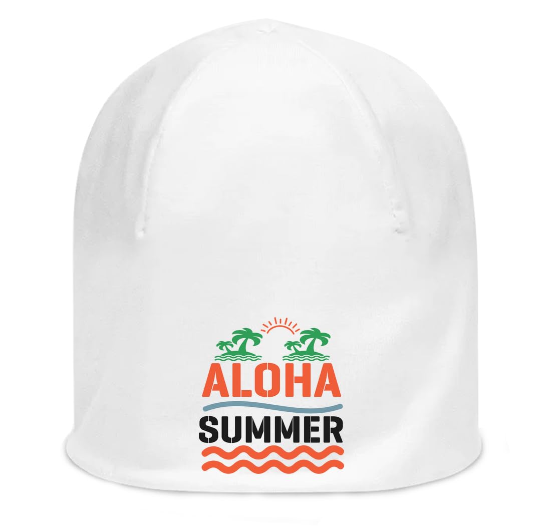 Bonnet en coton fin d'une douceur exceptionnelle blanc imprimé palmier Aloha Summer