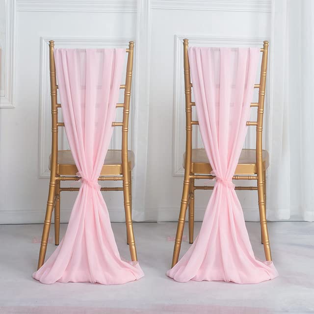 Dekoracyjne szarfy na krzesła, 2 szt. 50 * 300 cm Pokrowce szyfonowe na urodziny, bankiet hotelowy, dekoracja(Pink)